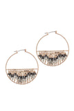 Multi metal beaded latch hoop earring