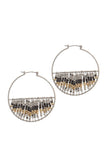 Multi metal beaded latch hoop earring