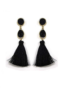 Stone tassel drop earring