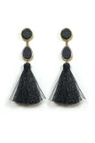 Stone tassel drop earring