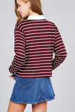 Ladies fashion plus size long sleeve striped dty brushed shirts