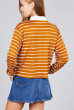 Ladies fashion plus size long sleeve striped dty brushed shirts