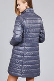 Ladies fashion plus size long sleeve quilted long padding jacket