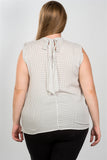 Ladies fashion plus size ruffle polka dot bow back top