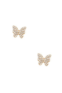 Rhinestone pave butterfly post earring-