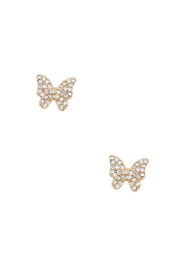 Rhinestone pave butterfly post earring-