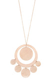 Textured disk link pendant long necklace