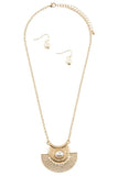 Rhinestone pave half circle pendant necklace set