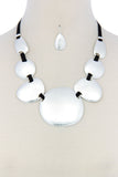 Retro multi pattern chunky necklace and earring set