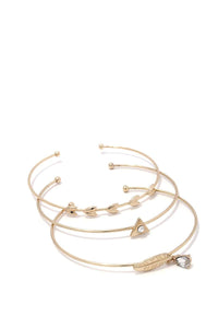 Feather dainty cuff bracelet set