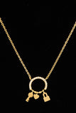 Multi lock pendant short necklace