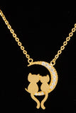Love cat sit on moon pendant necklace
