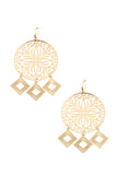 Round cut out dangle square earring