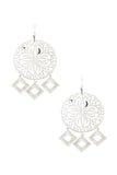 Round cut out dangle square earring