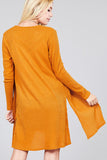 Ladies fashion plus size long sleeve open front side slit tunic length brushed waffle cardigan