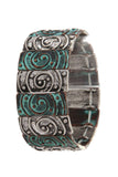 Rustic rectangular shape swirl stretch bracelet