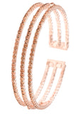 Triple row rhinestone pave flex bracelet