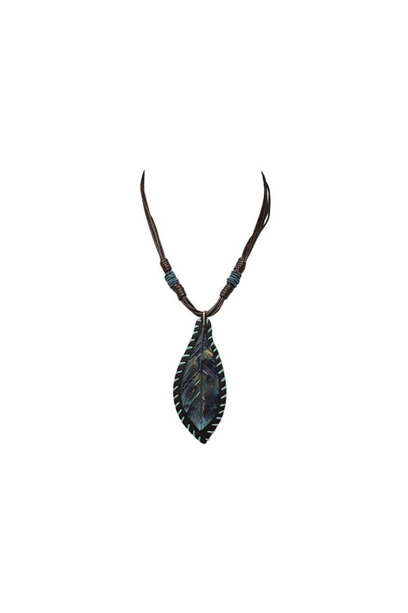 Patina leaf pendant necklace