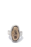 Hammered two tone oval shape stretch ring