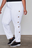 Ladies fashion plus size side metal grommet embellished pants