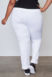 Ladies fashion plus size side metal grommet embellished pants