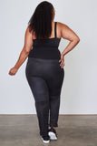 Ladies fashion plus size side metal grommet embellished pants