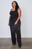 Ladies fashion plus size frill waist belted pants