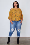 Ladies fashion plus size crochet trim cold shoulder boho top