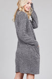 Ladies fashion plus size dolmen sleeve open front w/patch pocket marled sweater cardigan