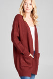 Ladies fashion plus size long sleeve open front w/pocket tunic sweater cardigan