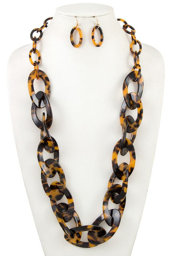 Long acetate chain like link necklace set