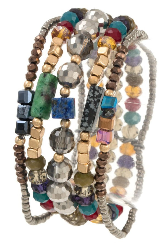 Multi row mix jewel bracelet