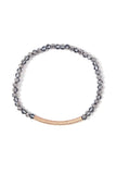 Textured metal bar beaded stretch bracelet