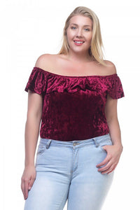 Ladies fashion plus size velvet bodysuit