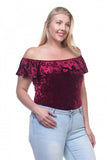 Ladies fashion plus size velvet bodysuit