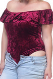 Ladies fashion plus size velvet bodysuit