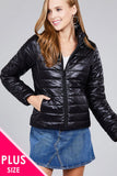 Ladies fashion plus size long sleeve quilted padding jacket