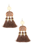 Scratched stone dangle tassel earring