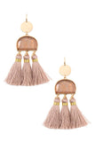 Scratched stone dangle tassel earring