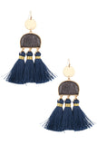 Scratched stone dangle tassel earring