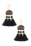 Scratched stone dangle tassel earring