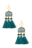 Scratched stone dangle tassel earring