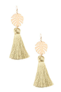 Leaf link tassel earring