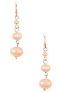 Triple water pearl link drop dangle earring