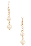 Triple water pearl link drop dangle earring