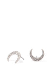 Rhinestone crescent moon stud earring