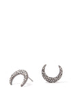 Rhinestone crescent moon stud earring