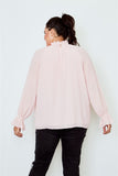 Plus size high neck ruffle long sleeve top