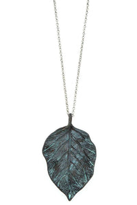 Leaf pendant long necklace set