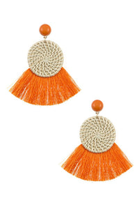 Round woven fringe drop earring